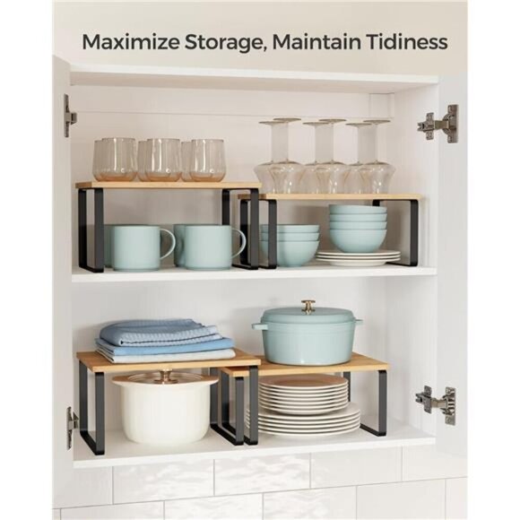 Stackable Kitchen Cabinet Organizer Shelf Spice Rack Storage for Counter Pantry - Picture 4 of 7